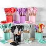 12pcs Wooden Handle Silicone Kitchen Utensil Set