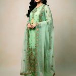 পাকিস্তানি ডিজাইন ফোর পিস সাদা বাহার টিস্যু