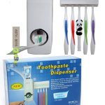 Toothpaste Dispenser with Toothbrush Holder Automatic
